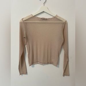 Brandy Melville - O/S - Light pink glitter sheer see through long sleeve